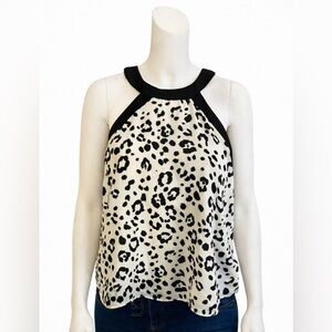 Chic Black and White Animal Print Blouse